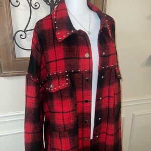NWOT Studio Untold Beautiful Studded Flannel Shacket Size 24/26